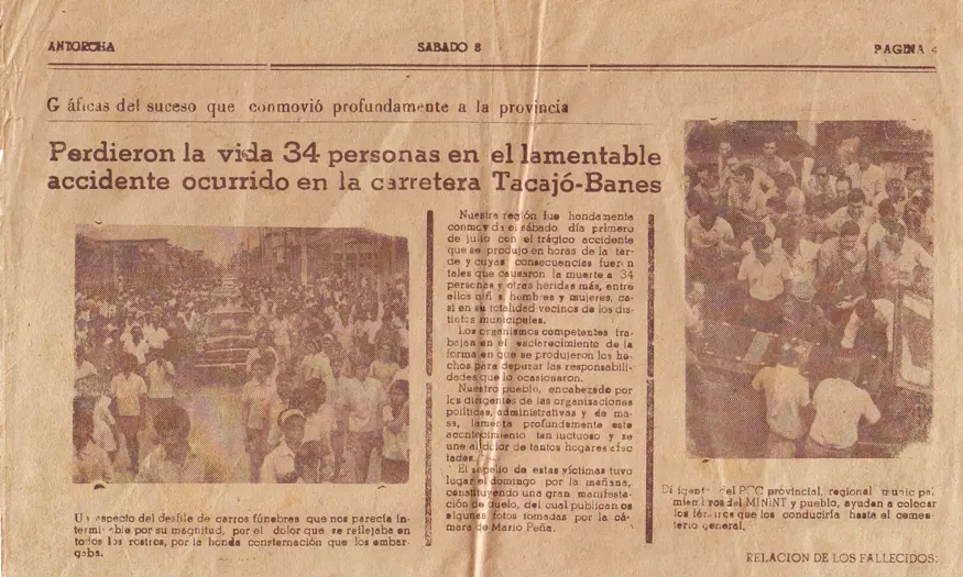 una tragedia, Banes, accidente de tránsito, Holguín, Cuba
