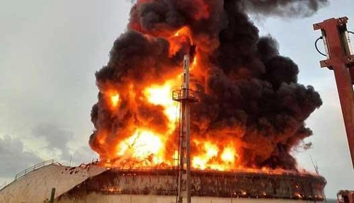 Incendio en Base de Supertanqueros, Matanzas, Cuba