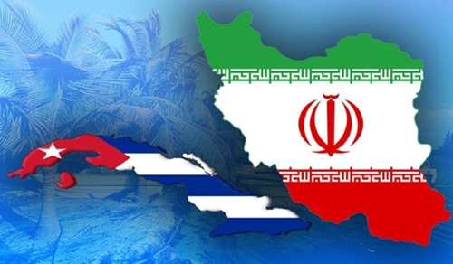 Cuba, Irán, bandera, mapa