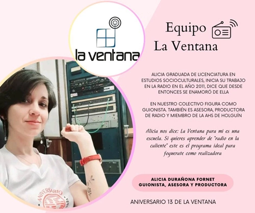 Alicia Durañona, guinista y productora, La Ventana, Programa de la CMKO, Radio Angulo, Holguín