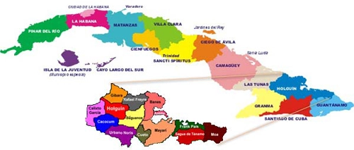 Mapa, Cuba, Holguín