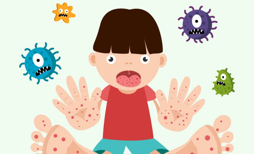Dibujo, virus boca-mano-pie