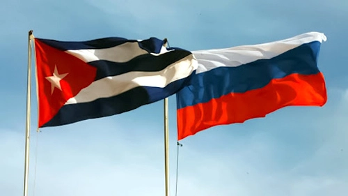 Banderas Cuba y Rusia