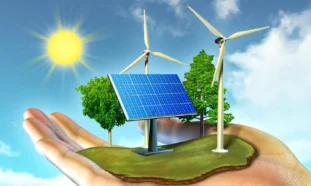 Collage, energías eólica y fotovoltaica