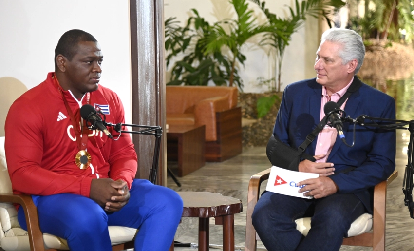 Mijaín López y Miguel Díaz-Canel