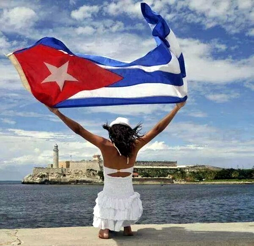Mujer cubana, bandera