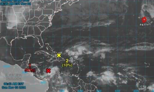 Imagen satelital, tormenta tropical