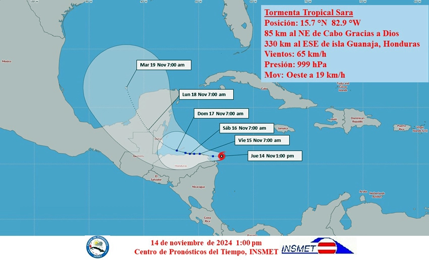 Cono, Tormenta tropical Sara