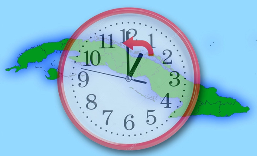 Reloj, horario normal, Cuba
