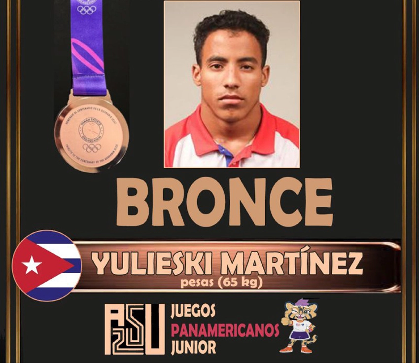 El pesista Yulieski Martínez García (65 kg) medalla de bronce en los II Juegos Panamericanos Junior de Asunción 2025.