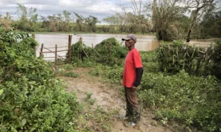 Holguinero observa su finca después tras paso de Melissa