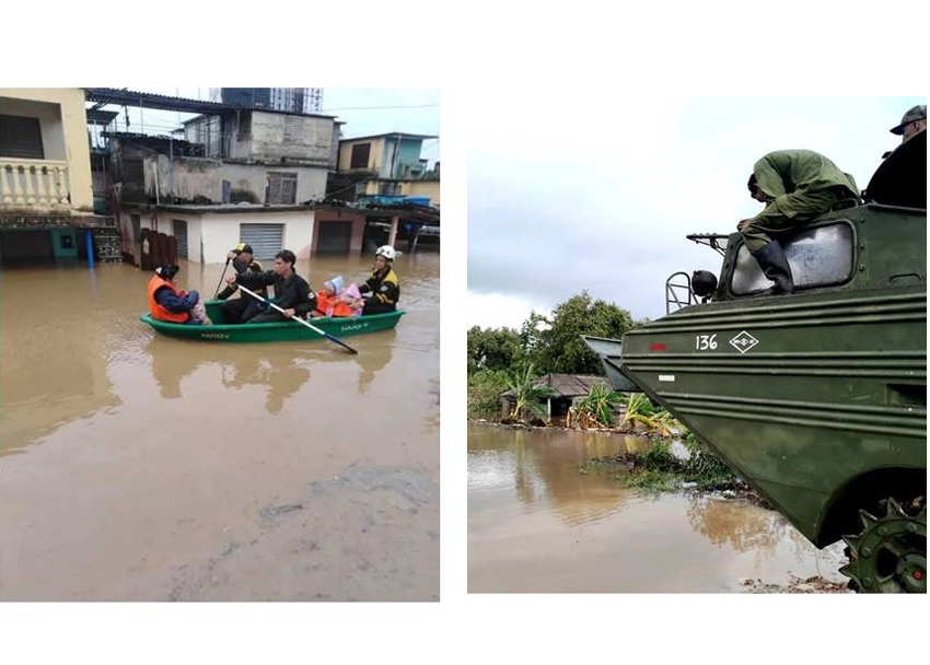 Rescate de holguineros tras el paso de Melissa