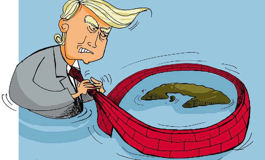 Caricatura bloqueo a Cuba