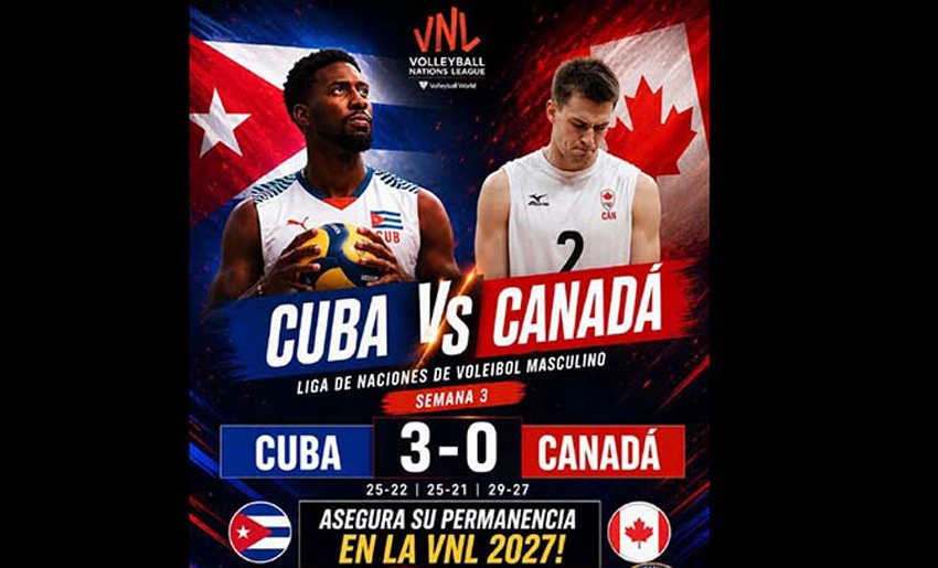 Cuba vs Canadá en Liga de Naciones de voleibol