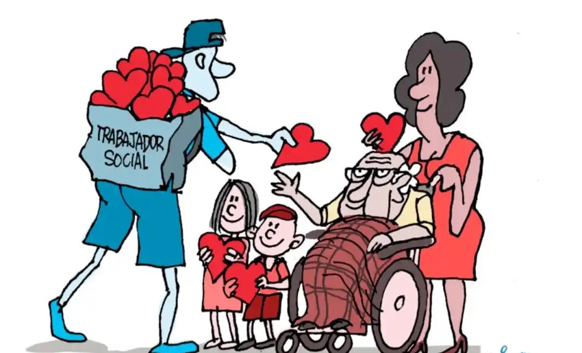 Caricatura de Trabajador Social en Cuba